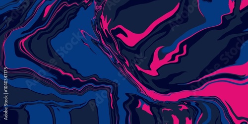 Swirly abstract liquid background. Full frame, textures abstract grey, blue, hot pink glowing wave background. Liquid backdrop copy space. Swirling distorted artistic display of fluid motion effect