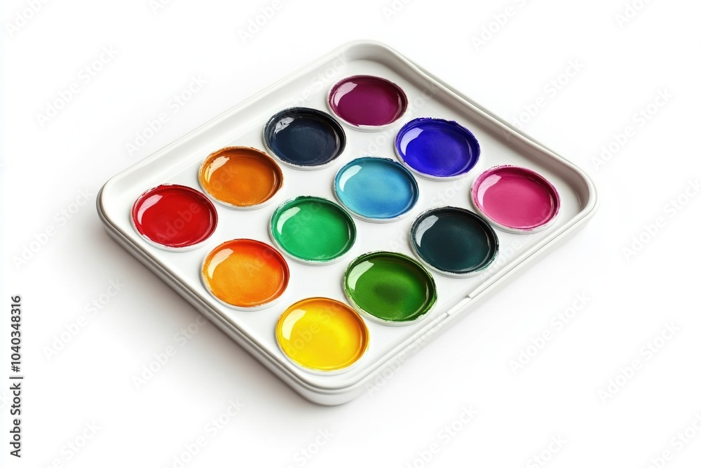 Watercolor paints on a white surface