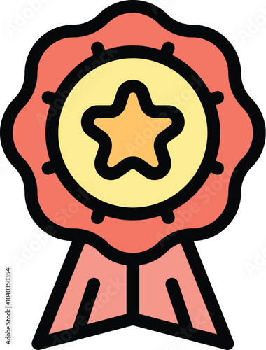 Red award ribbon with a star representing quality guarantee