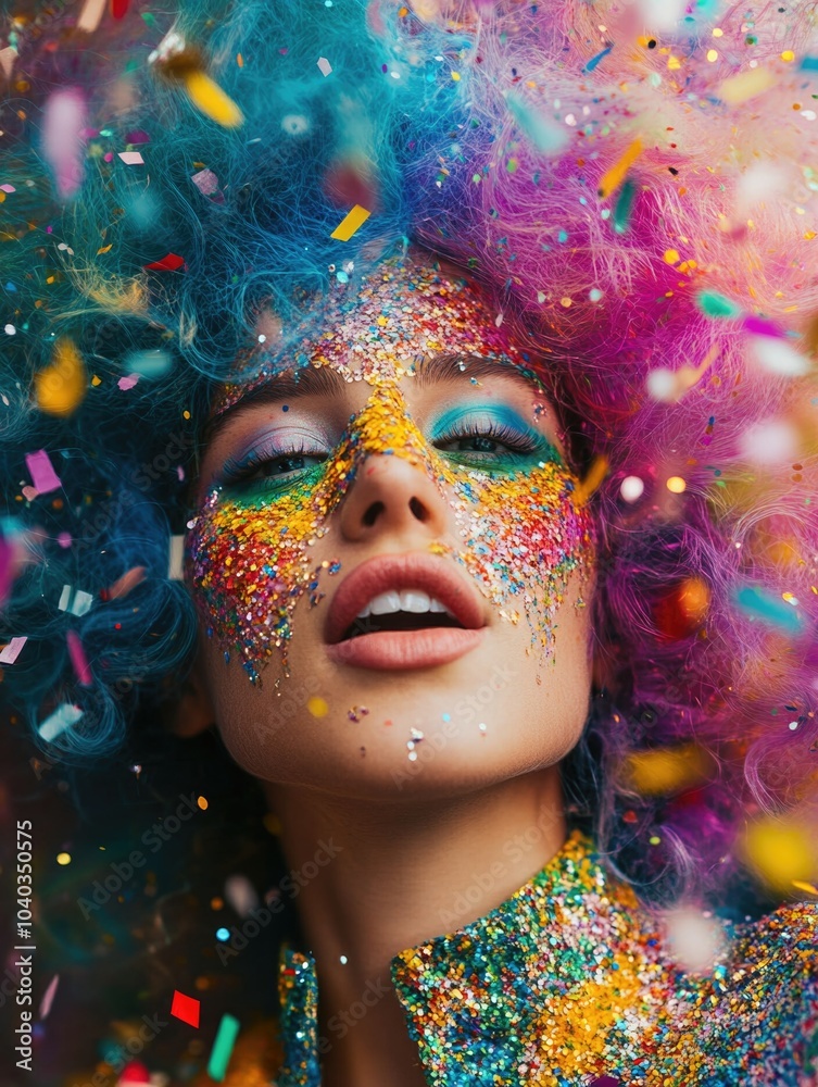 Woman with colorful hair and glitter Woman with colorful hair and glitter