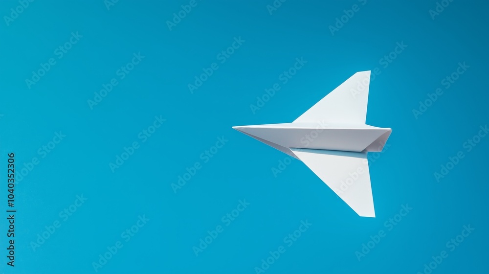 Isolated paper airplane on a clear blue sky background. Isolated paper airplane on a clear blue sky background.