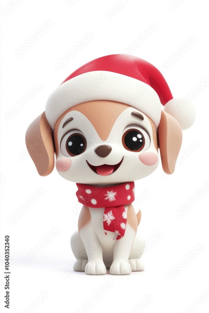 Toy dog with Santa hat Toy dog with Santa hat