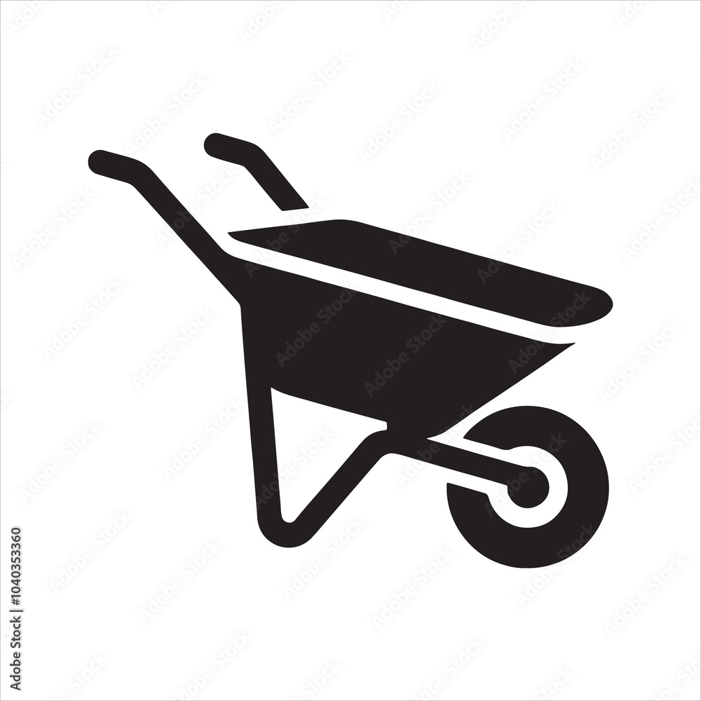 Metal Wheelbarrow silhouette on white background
