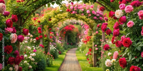 Lush rose garden caught in a mesmerizing time loop , timeless, flowers, roses, bloom, garden, nature, beauty photo