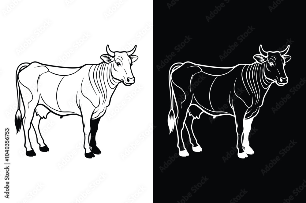 Cow black line out vector isolated on white background. Cow black line out vector isolated on white background.