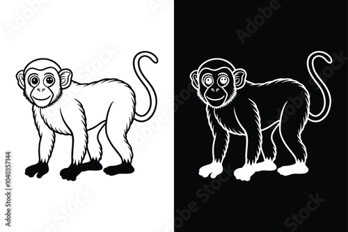 Monkey icon chimp vector on white background.