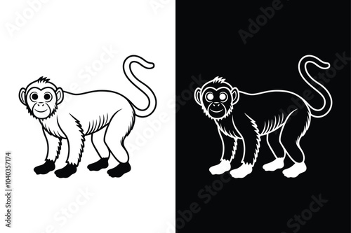 Monkey icon chimp vector on white background.