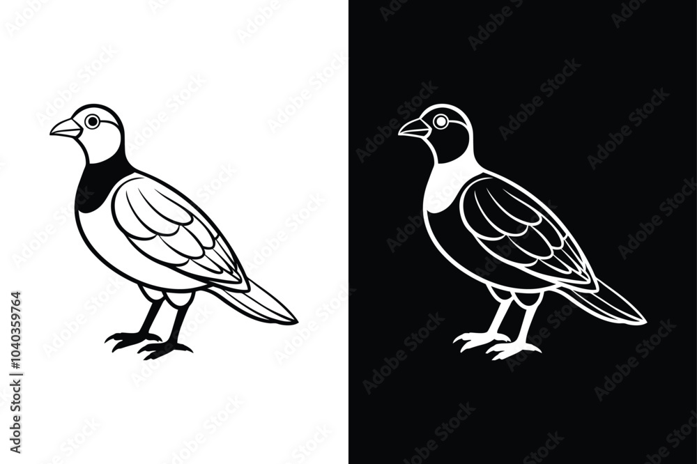 Obraz premium Beautiful bird pigeon silhouette black icon vector art illustration on white background.