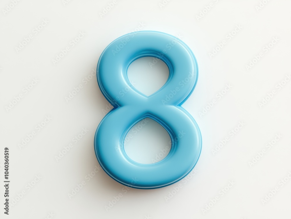 Blue 3D Icon of Number Eight