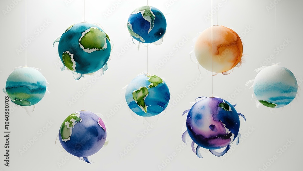 Hand-drawn abstract balls of the globe in watercolor. Isolated on a white background are hand-drawn watercolor planets. Circle of aquarelle. Hand-drawn abstract balls of the globe in watercolor. Isolated on a white background are hand-drawn watercolor planets. Circle of aquarelle.