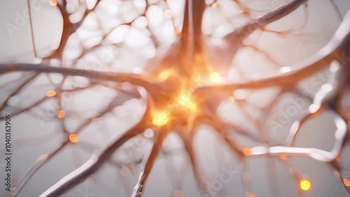 Animation of neurons firing rapidly, with electric pulses shooting between synapses