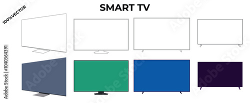 Sleek Smart TV vector and line art, perfect for tech illustrations, UI/UX design, and electronics branding. Fully customizable and editable design assets.
