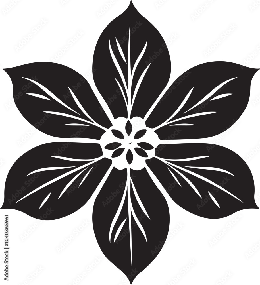 Fototapeta premium Simple flower logo vector black on white background