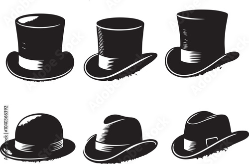 Creative hat silhouette set vector design, Magician vector art & graphics