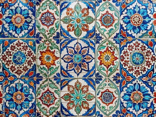 Vintage Turkish Ceramic Tiles Wall Decoration - Colorful High Dynamic Range Background