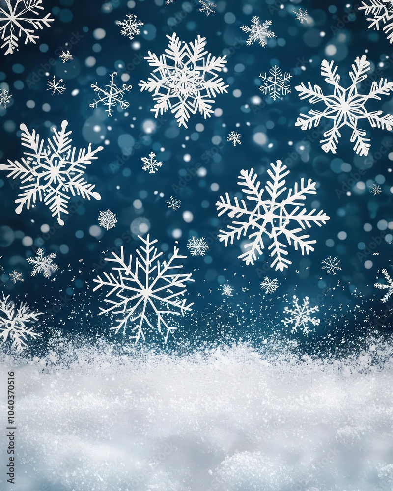 Elegant wallpaper featuring intricate snowflakes and a peaceful winter atmosphere Elegant wallpaper featuring intricate snowflakes and a peaceful winter atmosphere
