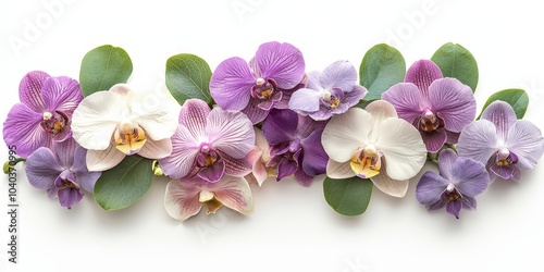 Delicate Orchid Flower Arrangement with White Background