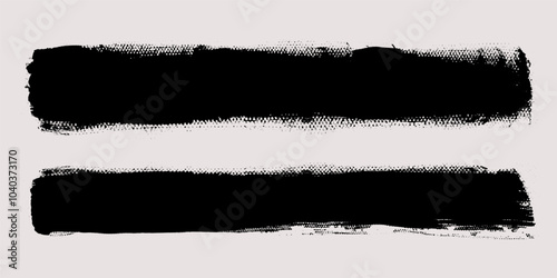 Brush strokes vector. Painted line and rectangle banner collection. Long and wide grunge background. Grain texture design elements