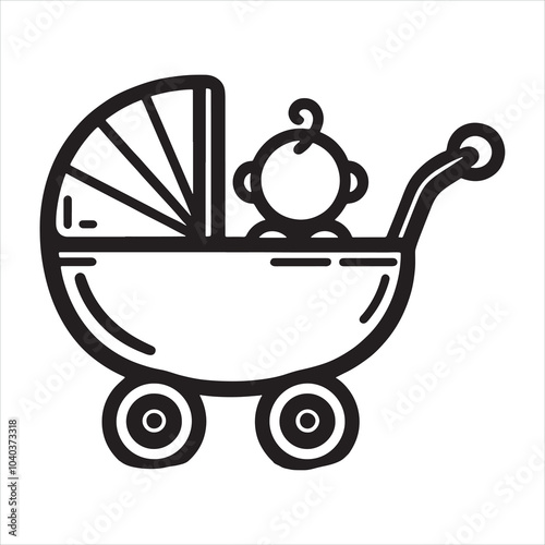 Baby Car Line Art silhouette on white background
