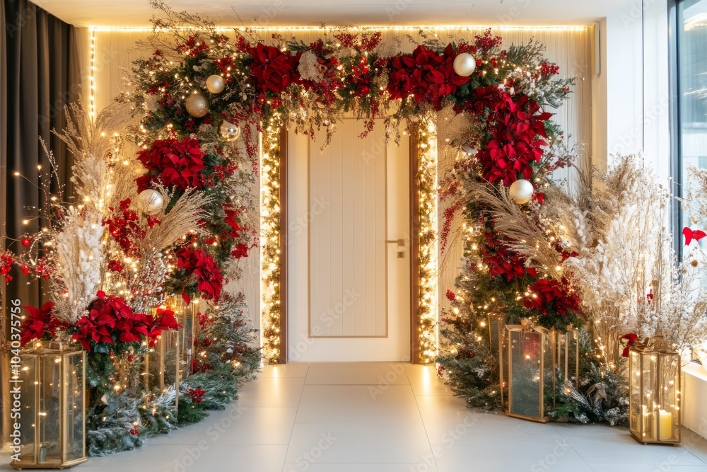Christmas decoration in the form of an arch in the room
Christmas decoration in the form of an arch in the room