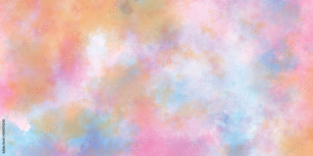 Abstract cloudy gradient background with multicolor cloudy stains, multicolor clouds texture watercolor picture painting illustration, Pastel colors wet effect hand drawn soft watercolor background. Abstract cloudy gradient background with multicolor cloudy stains, multicolor clouds texture watercolor picture painting illustration, Pastel colors wet effect hand drawn soft watercolor background.