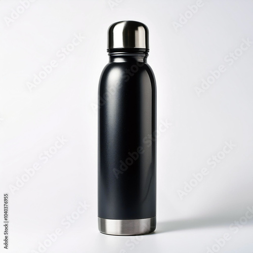 Stylish Black Water Bottle with Stainless Steel Cap. Perfect for hydration on the go! Enjoy refreshing drinks all day long.