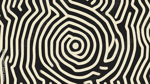 Ancient labyrinth texture: a timeless pattern of black and white lines evokes the mystique of ancient mazes and puzzles. Minotaur Labyrinth. Illustration