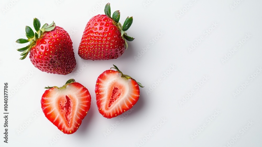 A close up of a strawberry with the top cut off A close up of a strawberry with the top cut off