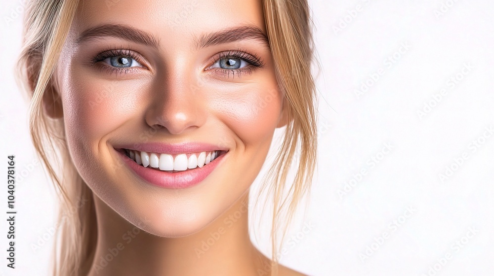 Smiling Blonde Woman Portrait with Fresh Look Smiling Blonde Woman Portrait with Fresh Look