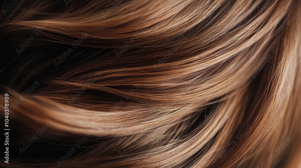 A detailed and textured close-up of flowing brown hair, showcasing natural light highlights and soft curves reflecting light, conveying elegance and beauty. A detailed and textured close-up of flowing brown hair, showcasing natural light highlights and soft curves reflecting light, conveying elegance and beauty.