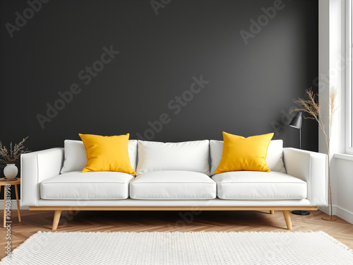 Beige and white couches with a clean, bright background.