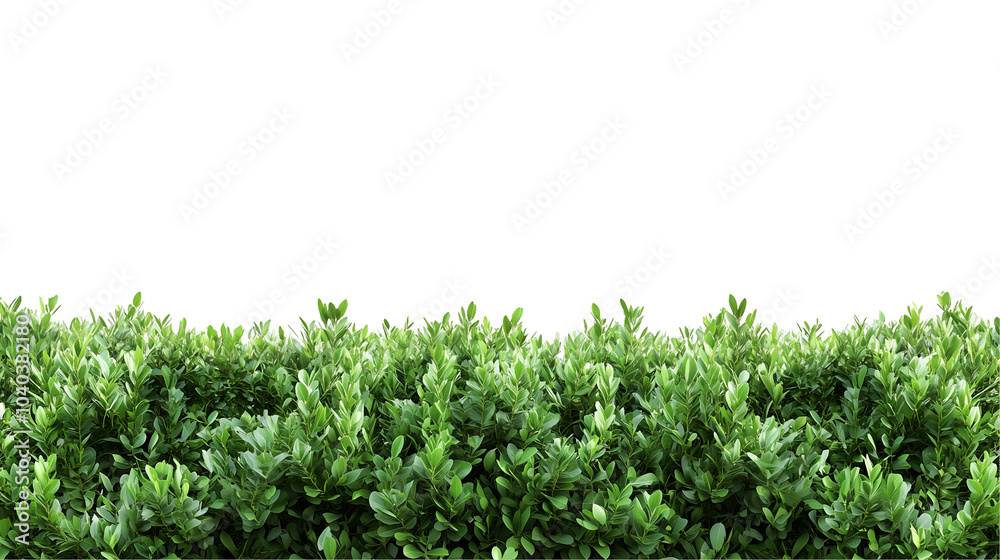 Obraz premium dense green hedge foliage isolated on white background, perfect for landscape design, garden decor, or natural background elements, cut out