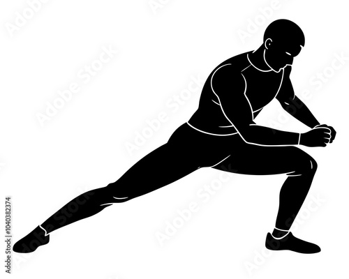 gym sporty side lunge vector silhouette athlete people