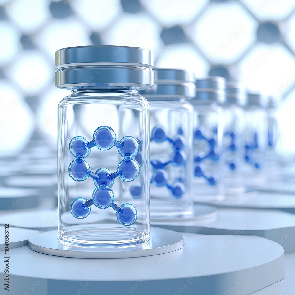 Futuristic Lab with Transparent Screens and Vials Futuristic Lab with Transparent Screens and Vials