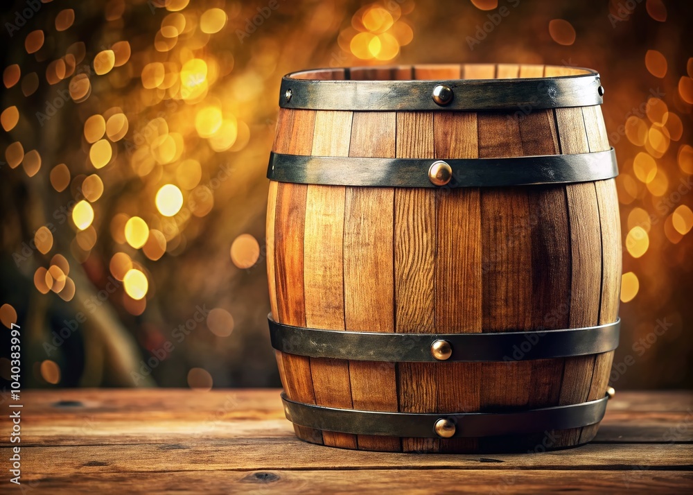 Wooden Oak Barrel Isolated for Rustic Decor and Beverage Themes Wooden Oak Barrel Isolated for Rustic Decor and Beverage Themes