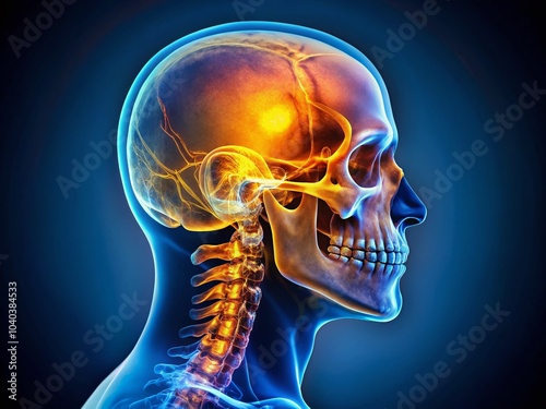 X-ray Imaging of Human Skull with Detailed Profile View of Teeth and Jaw for Medical Education and Research