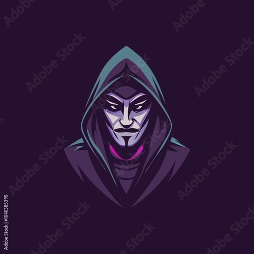 Flat style icon of a hacker