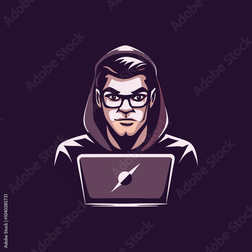 Flat icon of a coder