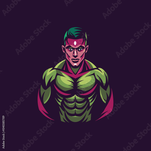 Bodybuilder man icon in flat style