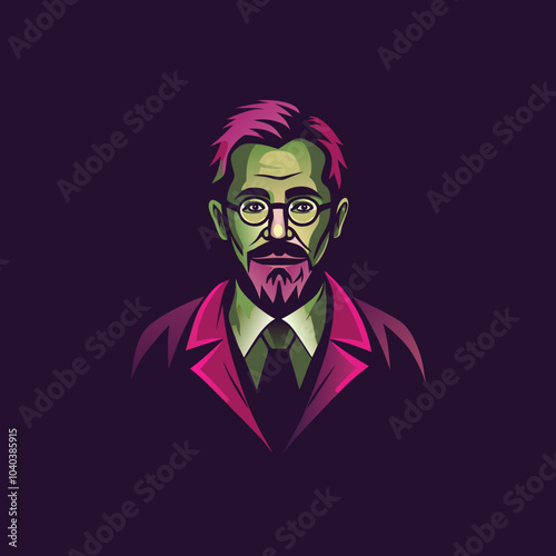 Flat icon of a professor
