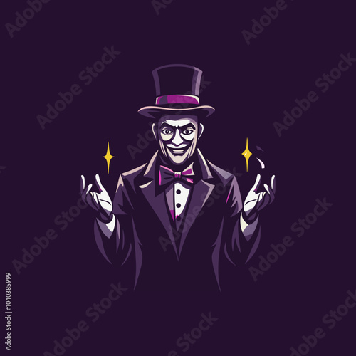 Magician icon in flat style