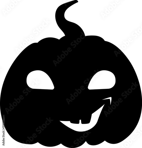 Jack-o-lantern pumpkin smirk face expression silhouette. Halloween party pumpkin carving. Stock vector illustration isolated on white background in flat style.