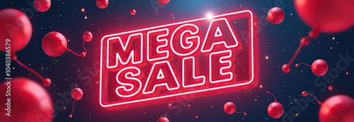 Mega sale special offer, sale banner. Sign board promotion