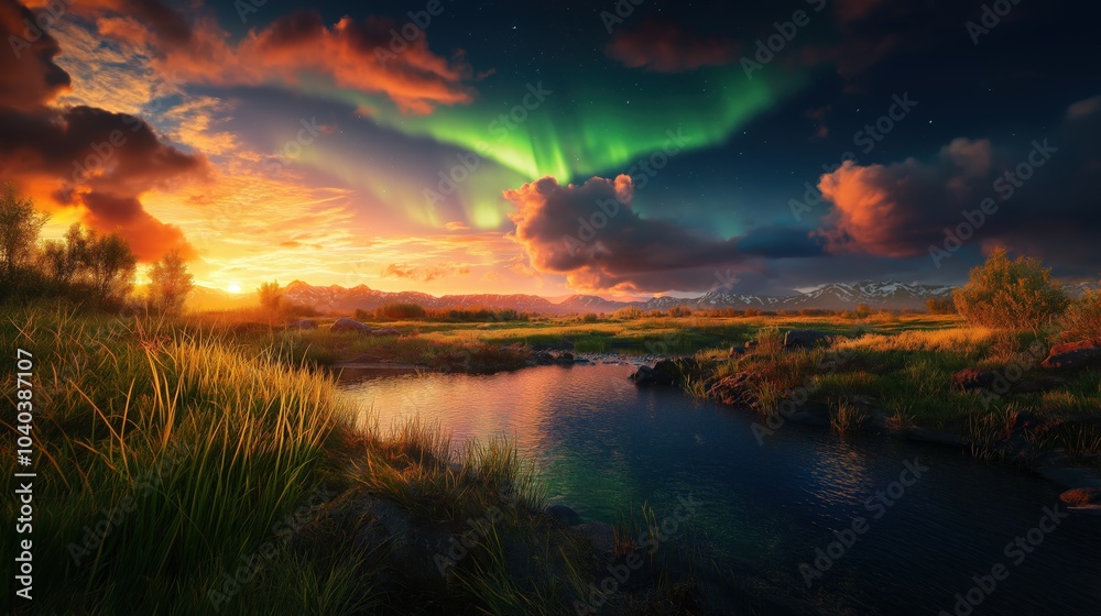 Obraz premium sunset over the river