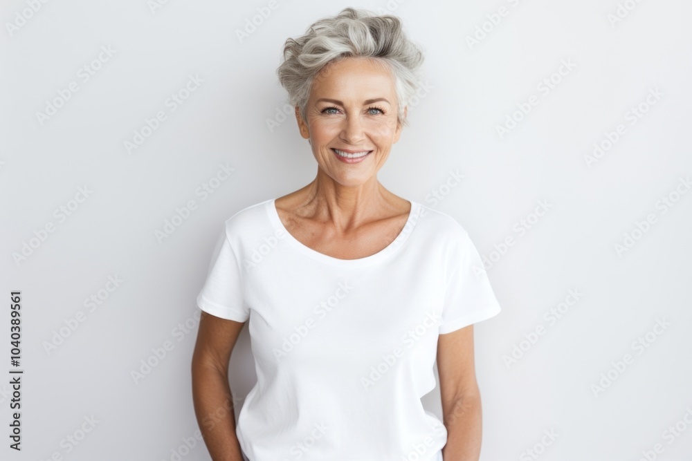 Senior brunette woman portrait t-shirt adult. Senior brunette woman portrait t-shirt adult.
