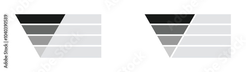 Blank 4 tier pyramid chart vector designs set. Blank 4 tier infographic designs