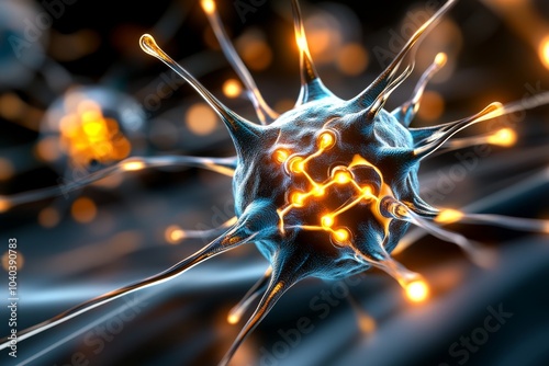 Potassium and sodium ion exchange in the membrane, showing the active transport of ions across the neuronâ€™s membrane during a nerve signal photo