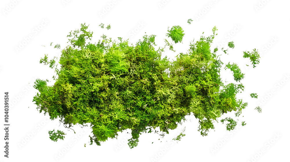 Obraz premium fresh green moss clump isolated on white background, natural plant texture, cut out