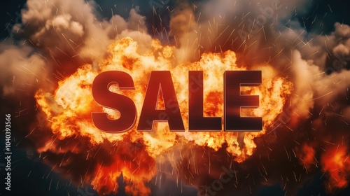 Banner word SALE on the background of an explosion. 3D word SALE on the background of an explosion. Discount, Black Friday, special offer. photo