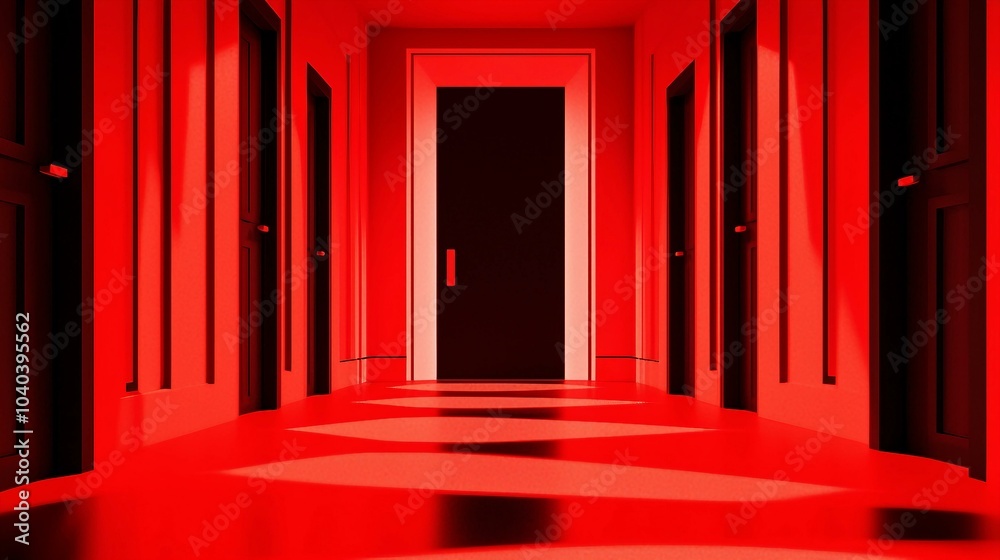 An Intriguing Red Hallway: Exploring the Depths of Modern Architectural Design and Light An Intriguing Red Hallway: Exploring the Depths of Modern Architectural Design and Light